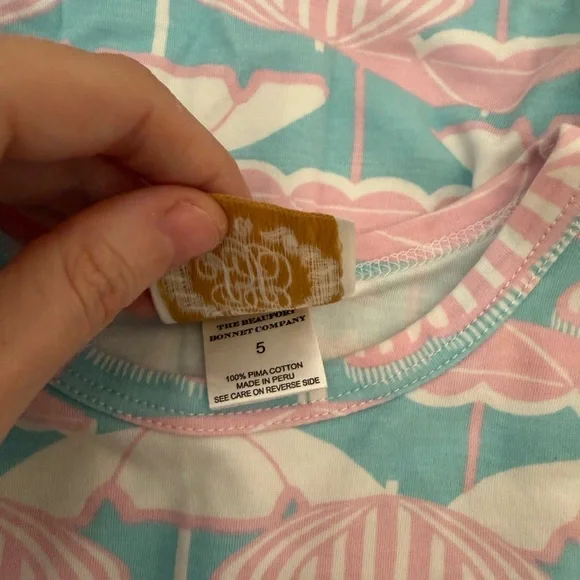 The Beaufort Bonnet Company Pink and Blue Umbrella Pattern Dress - Picture 4 of 4